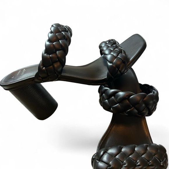 Women’s Black Braided Sandals – Size 7 | Chunky Round Heel Like New | a. New Day - Picture 2 of 8
